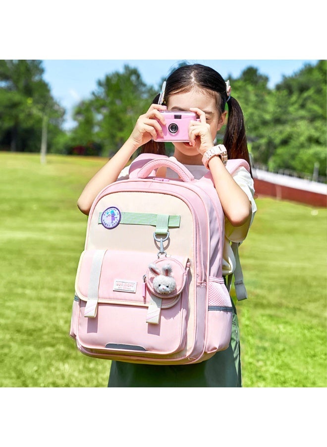 SUN EIGHT Premium 16.5-inch Light Weight School Backpack Water Resistant Polyester Kid’s Daypack for Girls, SE22222, Pink - Image 2
